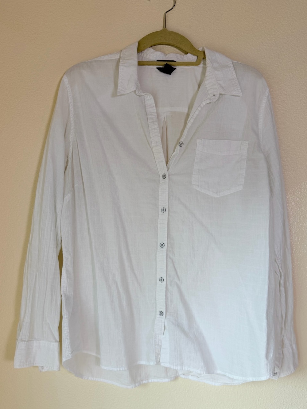 Eddie Bauer White Gauze Cotton Button-Up Long Sleeve Shirt, Size XL